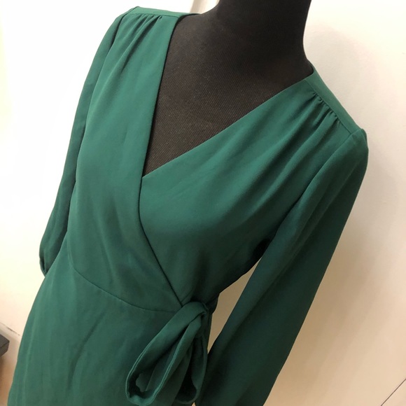 Jcrew Green NWT Wrap Crepe Dress - Picture 2 of 5